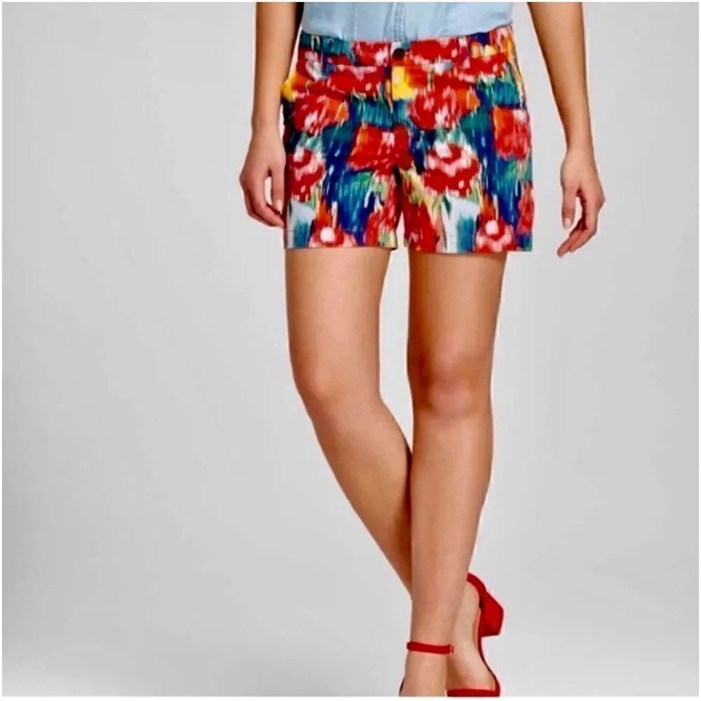 Merona Women’s Floral Colorful Watercolor Shorts Sz 10 EUC Worn By Actress on TV